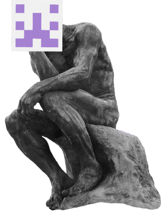 The thinker sculpture with my GitHub profile picture on it